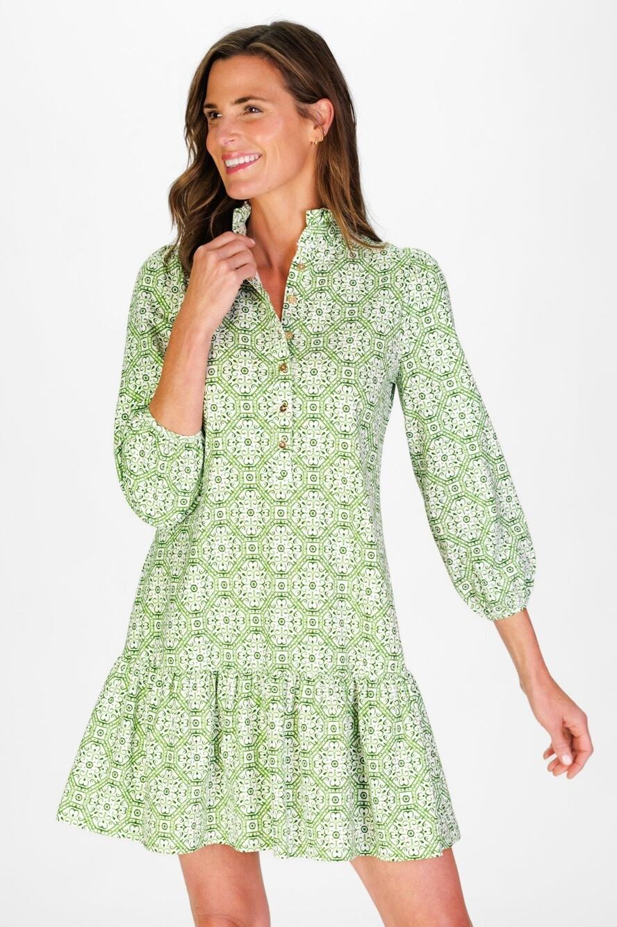 Duffield Lane Adara Ivy Courtyard Green Cotton Mini Dress New XS
